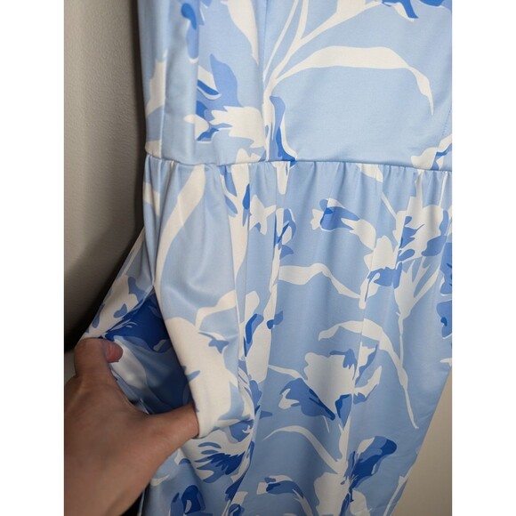 Gretchen Scott Jersey Iconic Iris Date Dress Floral Blue White L - Picture 5 of 6